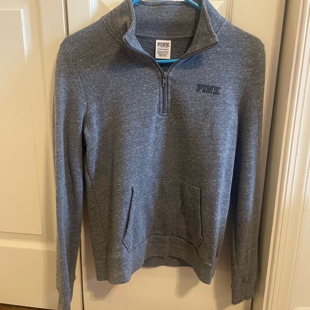 PINK Victoria's Secret Gray Quarter-Zip Women's Sweater